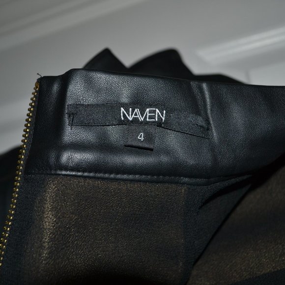 Naven Vegan Leather Black Peplum Skirt Fully Lined - Picture 4 of 4